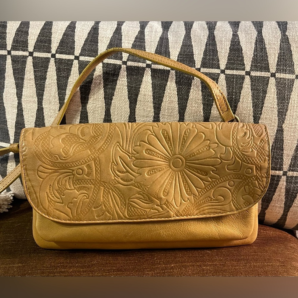 C&C California embossed golden yellow leather crossbody